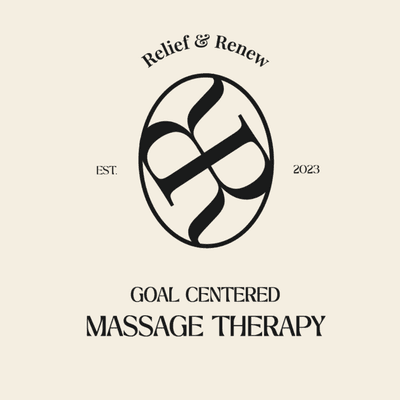 Relief and Renew logo and benchmark-- Goal Centered Massage Therapy