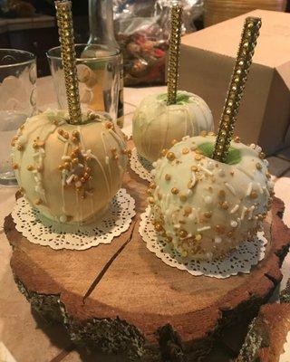 Part of the dessert table for my best friend's engagement party. These chocolate covered apples were quite the hit! Beautiful job!