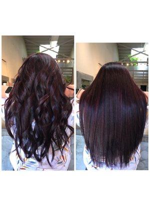 Red color and haircut by Mei.