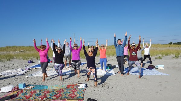 We offer beachside classes in the Summer in addition to indoor classes at The Sacred Center.