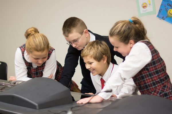 Students working on a computer project