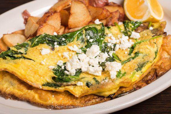 Breakfast - scrambled eggs with potatoes