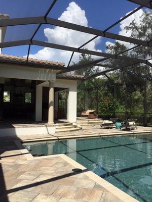 Facing Pool Opposite House Facing Outdoor Kitchen (in shade)