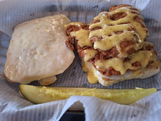 Honey mustard fried chicken sandwich.