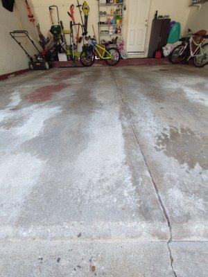 Up close photo of my garage floor beforehand. You'll see the cracks and how the cement is breaking down.