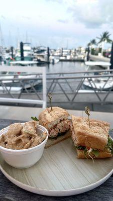 lobster roll with pasta salad