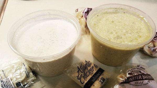 Pint of Cream of Crab Soup (L) and Corn Crab Chowder (R)!! #GootEats