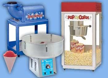 Cotton Candy, Popcorn, Snow Cone (Kone) Machine Rentals & Supplies.