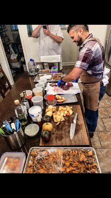 He brings all the ingredients and we had zero prepping to do! We set our own table and made it festive and he did the rest!