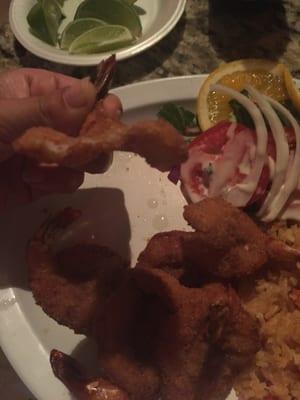 Here you can see how the middle was fried to hardness and shrimp around it