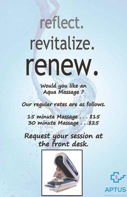 Aqua Massages at our McAllen clinic location. Available with an appointment - no doctor referral needed