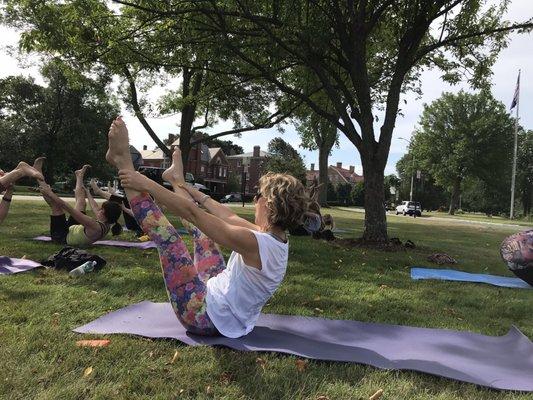 Pilates outside in August!