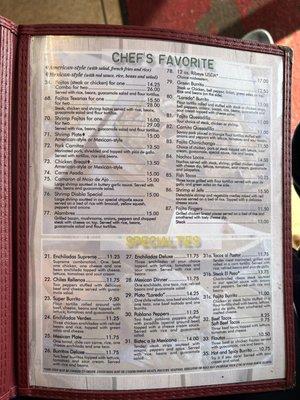 menu