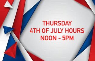 July 4th hours noon-5pm