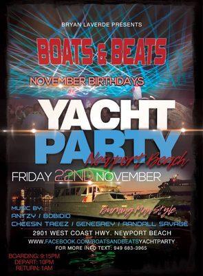 We are back for a Winter evening yacht party this Friday, November 22nd! We depart at 10pm. Tickets available through link in website