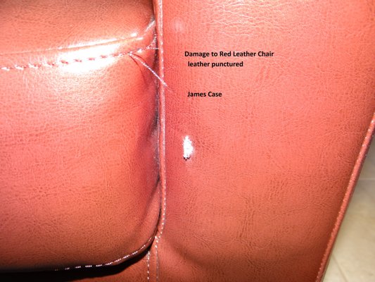 Damage to leather chair