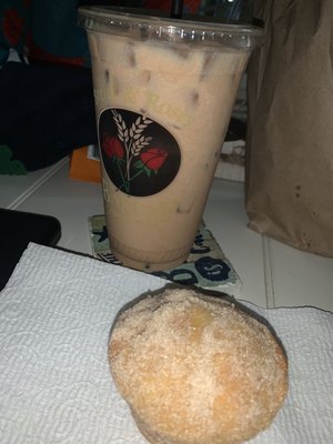 Butter puff and iced chai tea latte