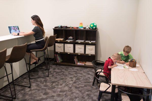 Family center so you can work while your kiddos have fun without missing out on time with you!