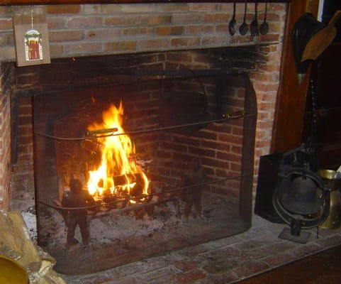 The cheery fire in the Tap Room