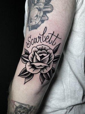 Traditional rose tattoo