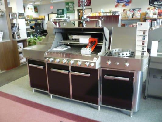 Weber gas and charcoal grills on display