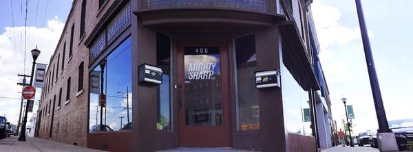 Mighty Sharp's office, on the corner of Campbell and Commercial.