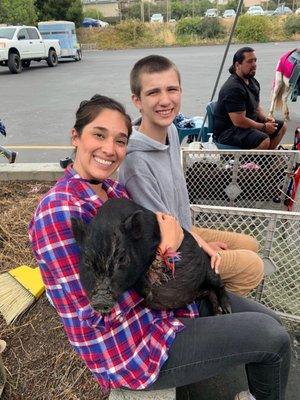 Colin's best pal Celina!  She held the pig for Colin because he was nervous.  The care that the staff has for these kids is beyond words.