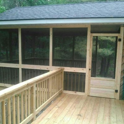 screened in porch and wrap around deck