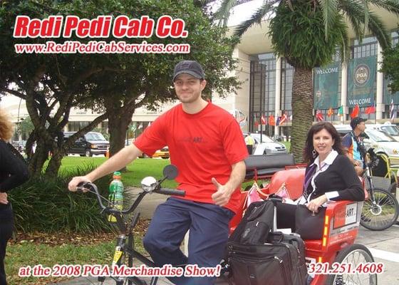 Convention, expo, tradeshow attendees use pedicab instead of taxi.  Pedicabs are faster.  Pedicabs are used PGA Merchandise Show