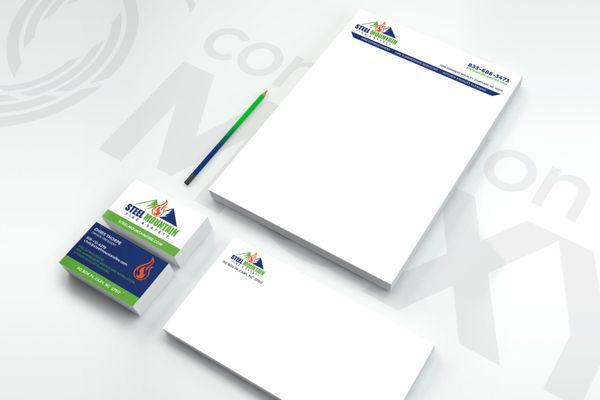 Branding starter setup for a client which includes logo design, business cards, letterhead, envelops, and email signature gra...