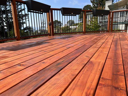 Beautiful redwood stained deck