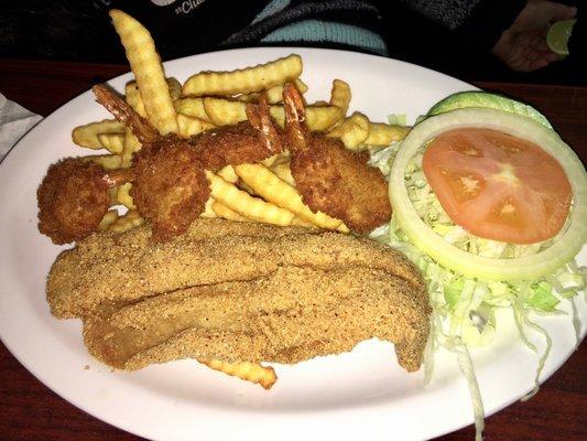 Fried fish and shrimp combo