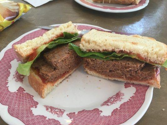 Hot meat loaf sandwich