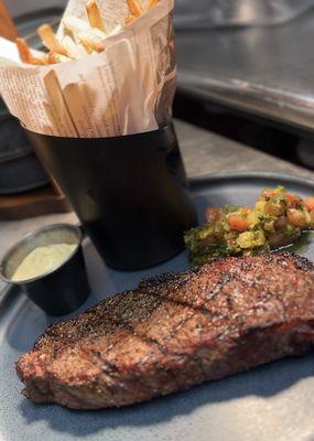 Choice NY Strip chimichurri with house made fries