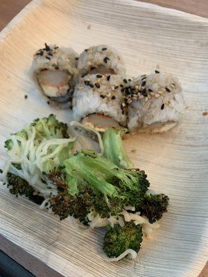 Create your own sushi and Parmesan broccoli