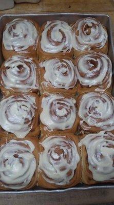 Homemade cinnamon rolls.