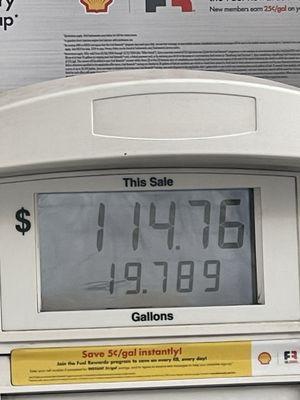 Most expensive premium full tank I have ever paid in the last 20+ years living here. Blatant price gouging.