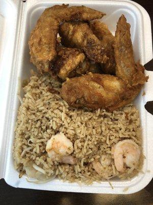 5 cut wings with shrimp fried lunch special