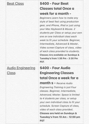 Sign up for Our Beat & Audio Engineering Classes! Become a musical entrepreneur!