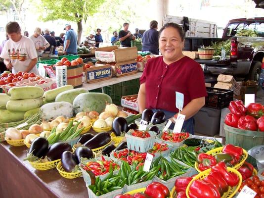 Fondy Farmers Market vendor Cindy Lee displays her produce for sale.