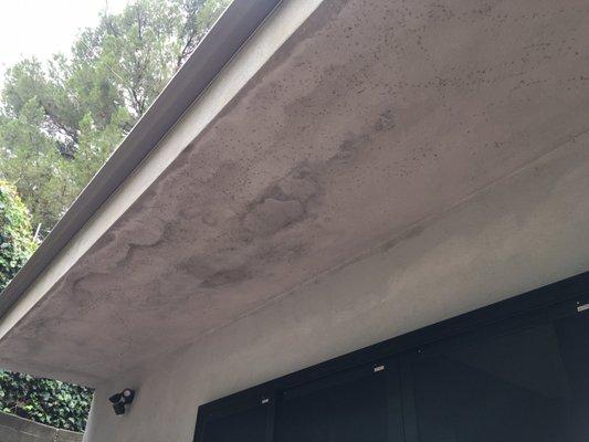 This is the water damage after the first substantial rain before they came back to install the drip edge.