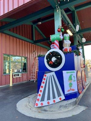 Cute Holiday Train set up in the drop off window