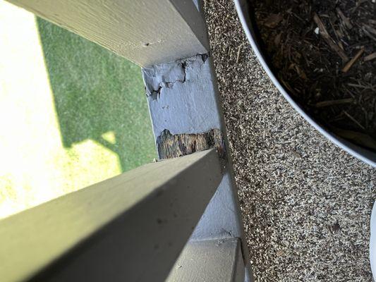 Rotting railing on patio