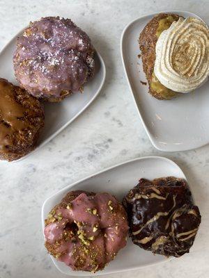 Layered Doughnuts (bourbon, blueberry, raspberry-pistachio, peanut butter, lemon bar