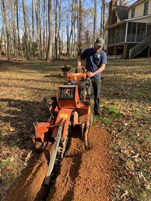 Trenching to get power to a customers shed