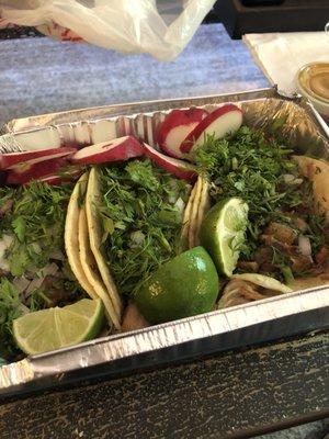 1 steak, 2 carnitas tacos