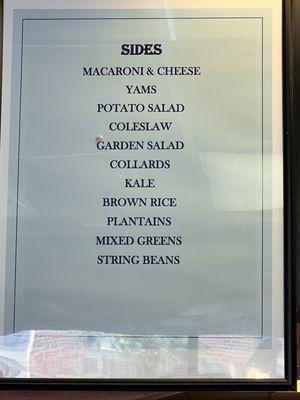 Sides menu