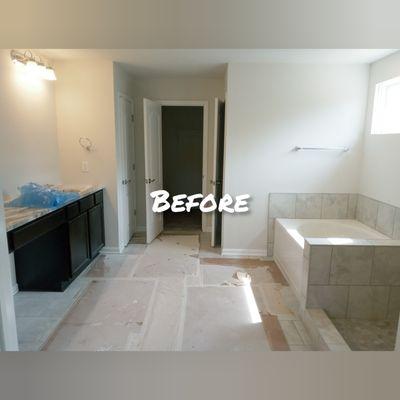 (Before) picture of a post-construction cleaning (master bathroom)