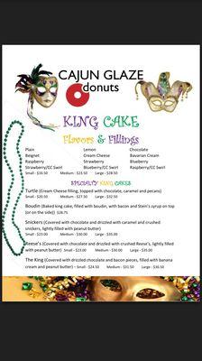 2017 king cake menu