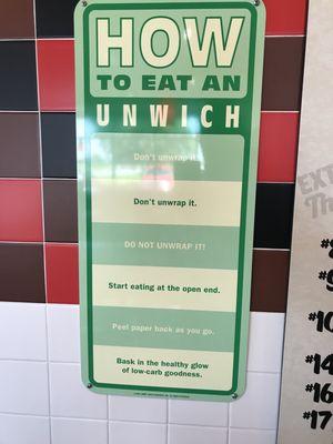 How to eat an unwich. Jimmy John's version of a lettuce wrap.